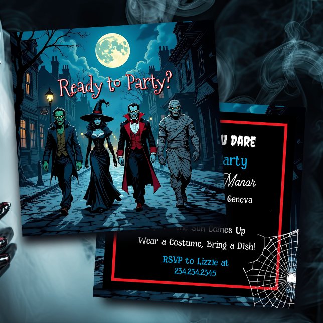 Witch, Vampire, Dracula och Mummy Halloween fest Inbjudningar (Skapare uppladdad)