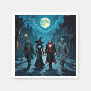 Witch, Vampire, Dracula och Mummy Halloween fest Pappersservett