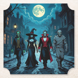 Witch, Vampire, Dracula och Mummy Halloween fest Underlägg Papper