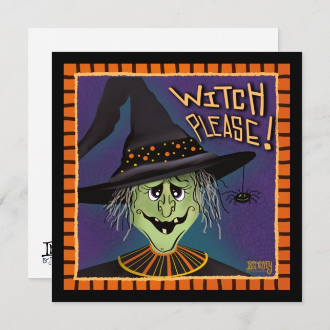 Witch, var snäll och citera Funny Halloween Julkort (Fram/baksida)
