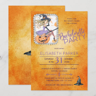 Witch vattencolor Halloween bachelorette Party Inbjudningar