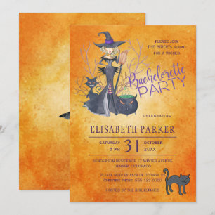 Witch vattencolor Halloween bachelorette Party Inbjudningar