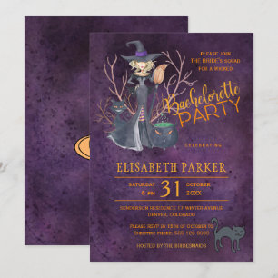 Witch vattencolor Halloween bachelorette Party Inbjudningar