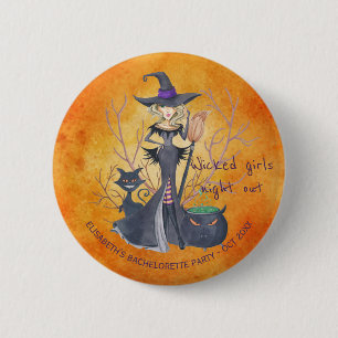 Witch vattencolor Halloween bachelorette Party Knapp