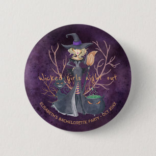 Witch vattencolor Halloween bachelorette Party Knapp