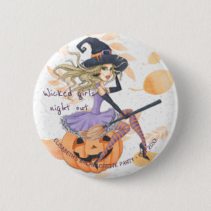 Witch vattencolor Halloween bachelorette Party Knapp