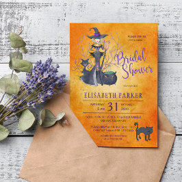 Witch vattencolor Halloween möhippa party Inbjudningar