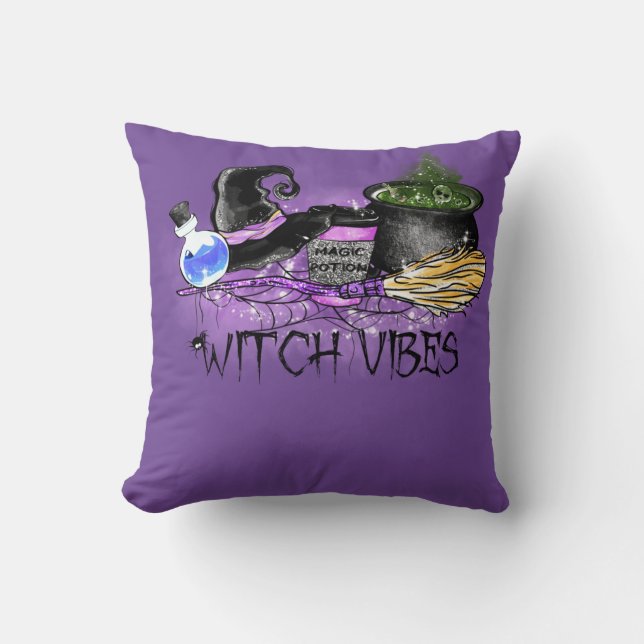 Witch Vibes - Spooky Halloween Coffee Kudde (Framsida)