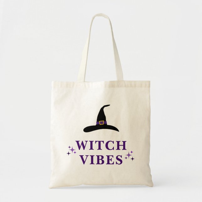 Witch Vibes Witch Hat Halloween Lila Typography Tygkasse (Framsidan)