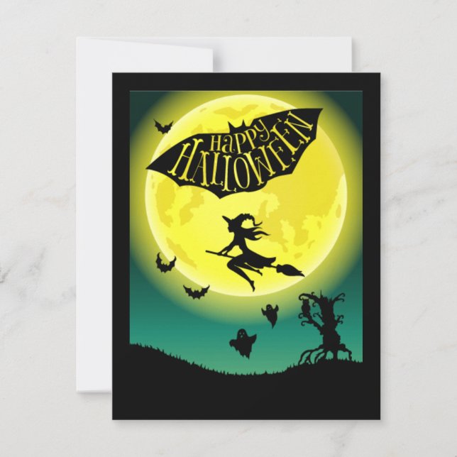 Witch vid Broom Happy halloween (Framsida)