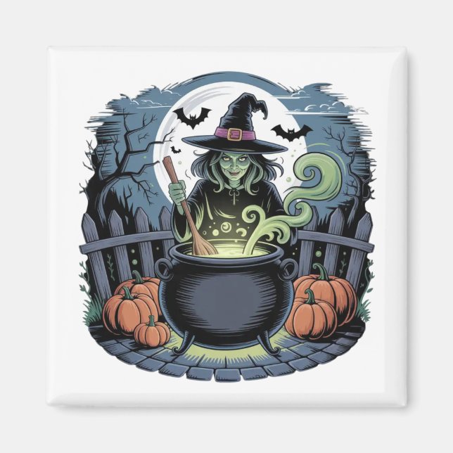 Witch vid Cauldron Magnet (Framsidan)