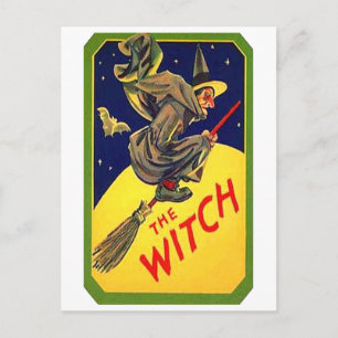 Witch Vintage Halloween Vykort