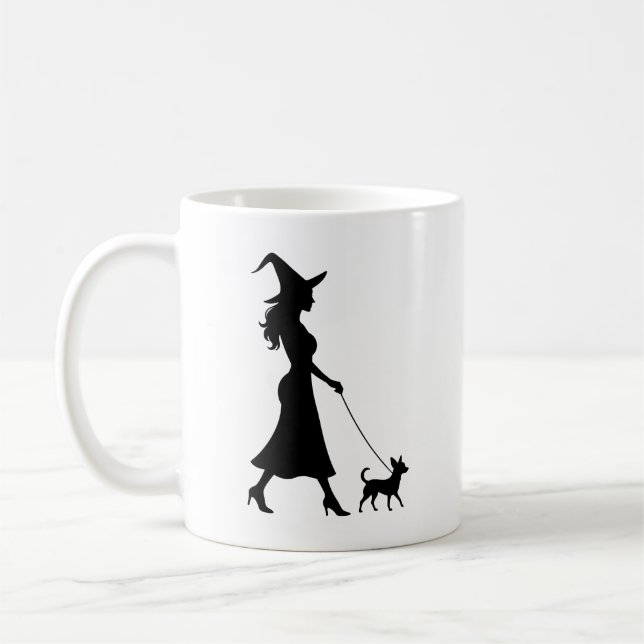 Witch Walking Chihuahua  Kaffemugg (Vänster)