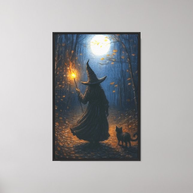 Witch Walking in the Forest Canvastryck (Framsida)