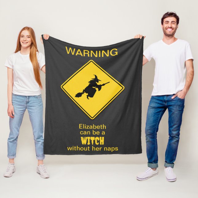 Witch Warning Halloween Fleecefilt (På plats)