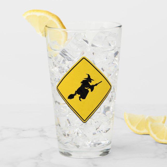 Witch Warning Halloween Glaskopp (Framsida Ice)