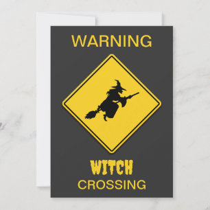Witch Warning Halloween Inbjudningar