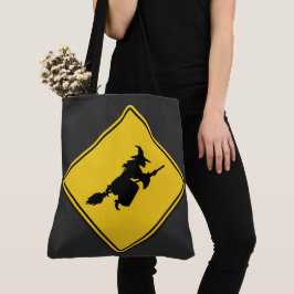Witch Warning Halloween Tygkasse