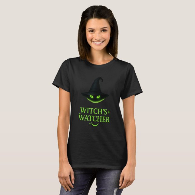 Witch Watcher - Mystical Cat Ögon T Shirt (Hel framsida)