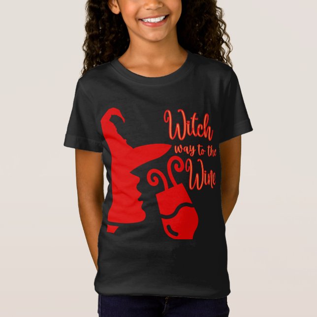 Witch Way mot Vin T Shirt (Framsida)