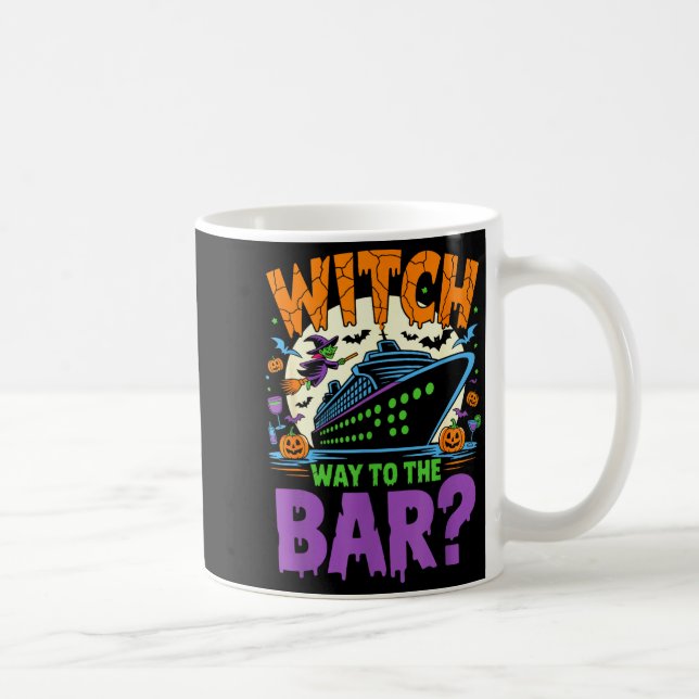 Witch Way To The Bar Funny Halloween Cruise  Kaffemugg (Höger)