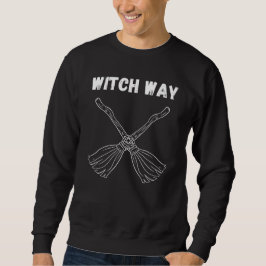 Witch Way to the Bash – Funny Halloween Broomstick Lång Ärmad Tröja