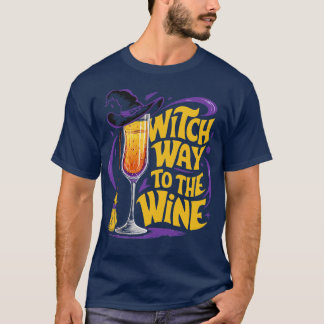 Witch Way Way till Vin Funny Halloween Witch Hat W T Shirt