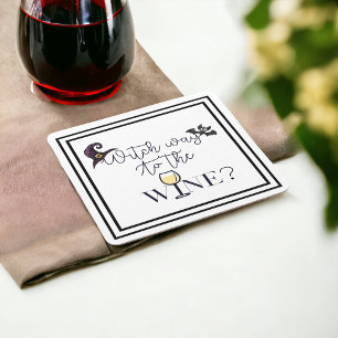 Witch Way Way till Vin Funny Underlägg Papper Kvadrat