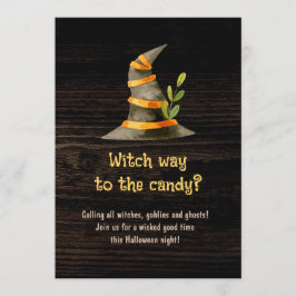 Witch Way Way to Candy Funny Halloween Quote Inbjudningar