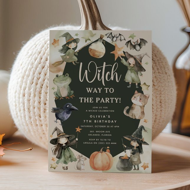 Witch Way Way to Party'Kids Halloween Birthday Inbjudningar (Skapare uppladdad)