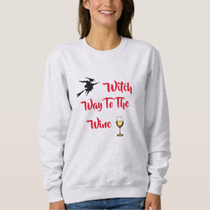 Witch Way Way to the Vin Women's Halloween Sweatsh T Shirt