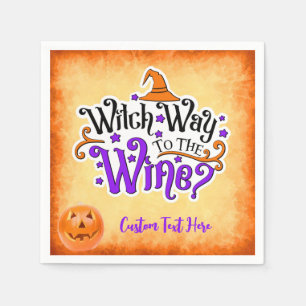 Witch Way way to Vin Funny Halloween Personlig Pappersservett