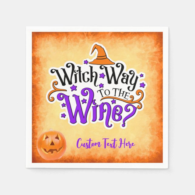 Witch Way way to Vin Funny Halloween Personlig Pappersservett (Framsidan)