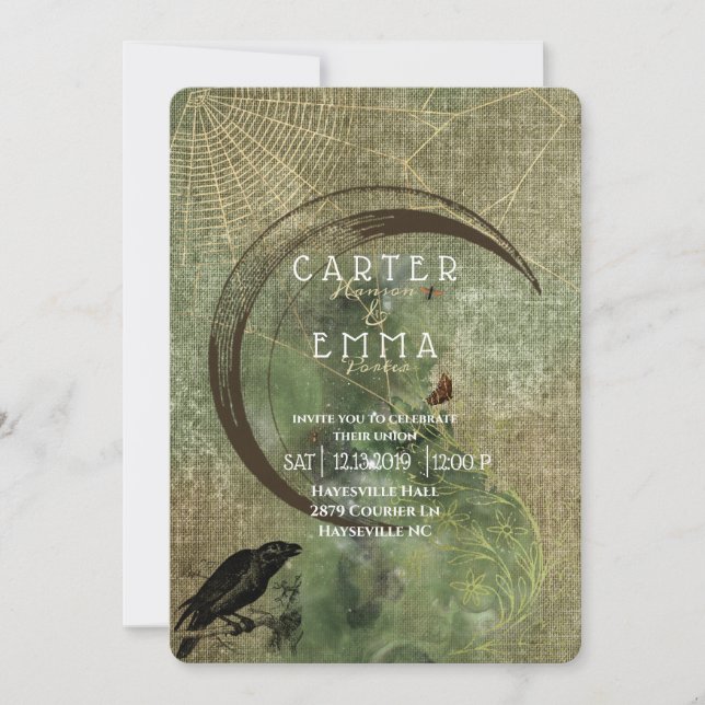 Witch Wicca-Spådomar och Websar Bröllopsinbjudan Inbjudningar (Framsida)