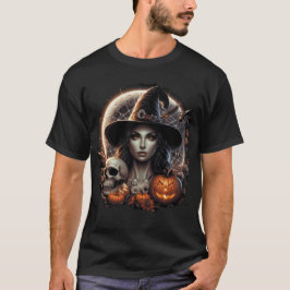 Witch with a Crescent Måne’ Spooky Tee