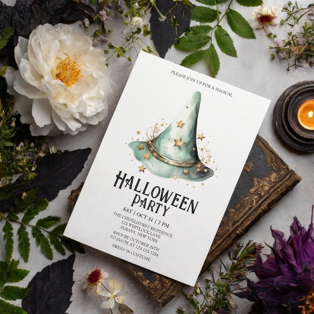 Witch Wizard Hat Costume Mint Halloween fest Inbjudningar (Skapare uppladdad)