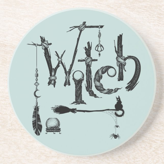 Witch Woodsy Old World Illustrative Stone Underläg Underlägg (Framsidan)