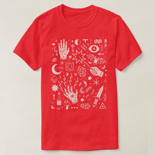 Witchcraft Black and White Magic Halloween Witch O T Shirt (Design framsida)
