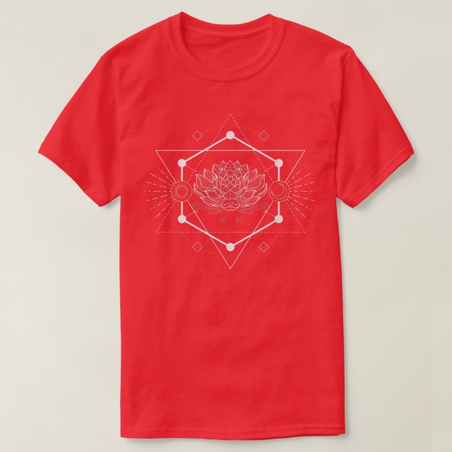 Witchcraft Helig Geometry Flower Blommar Lotus Pa T Shirt (Design framsida)