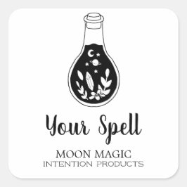 Witchcraft Potion Flaska White Stickers Fyrkantigt Klistermärke