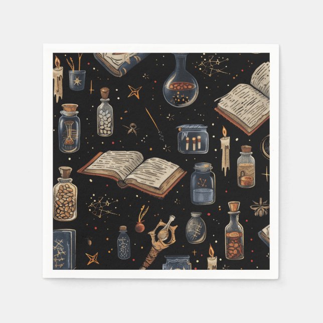 Witchcraft Potion Pattern – Halloween Magic Pappersservett (Framsidan)