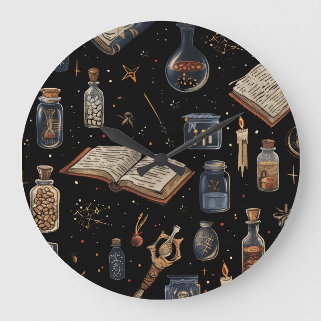 Witchcraft Potion Pattern – Halloween Magic Stor Klocka (Framsida)