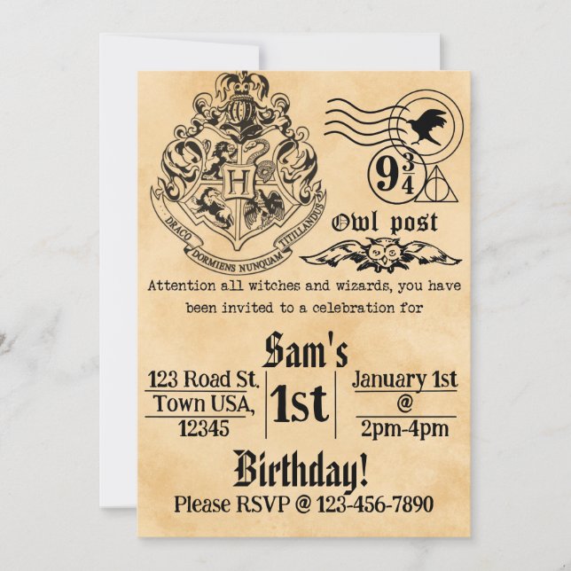 Witches and Wizards Birthday Invitation Inbjudningar (Framsida)