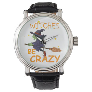 Witches Be Crazy Black Vintage Leather Armbandsur