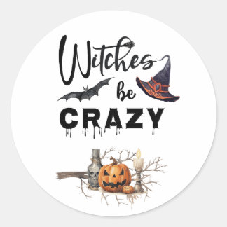 Witches be Crazy Halloween Runt Klistermärke