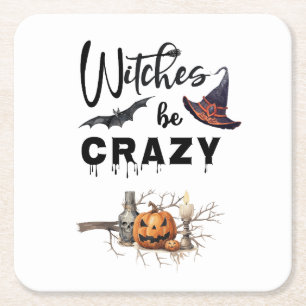 Witches be Crazy Halloween Underlägg Papper Kvadrat