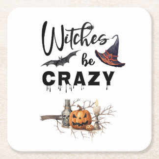 Witches be Crazy Halloween Underlägg Papper Kvadrat