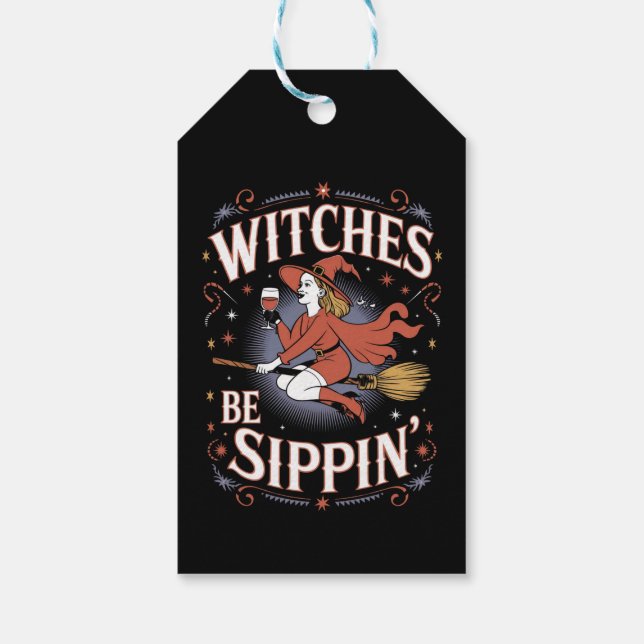 Witches be Sippin'Halloween Helgdag Spooky Presentetikett (Baksidan)