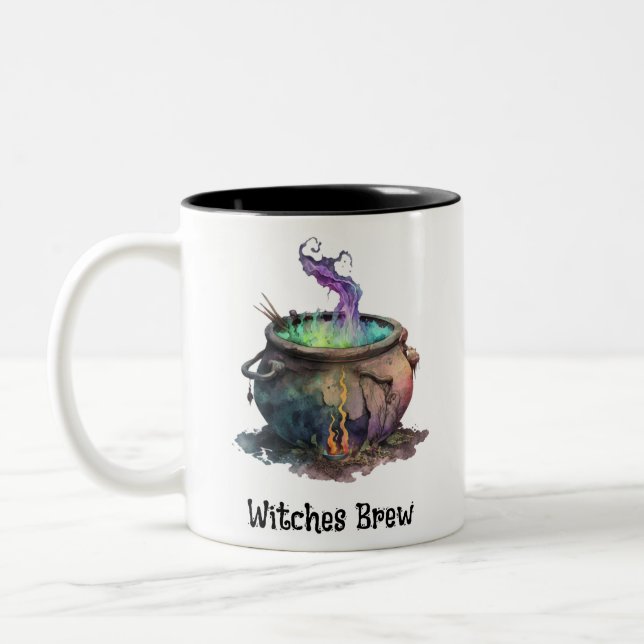 Witches Brew Cauldron Creepy Spooky Roligt Hallowe Två-Tonad Mugg (Vänster)