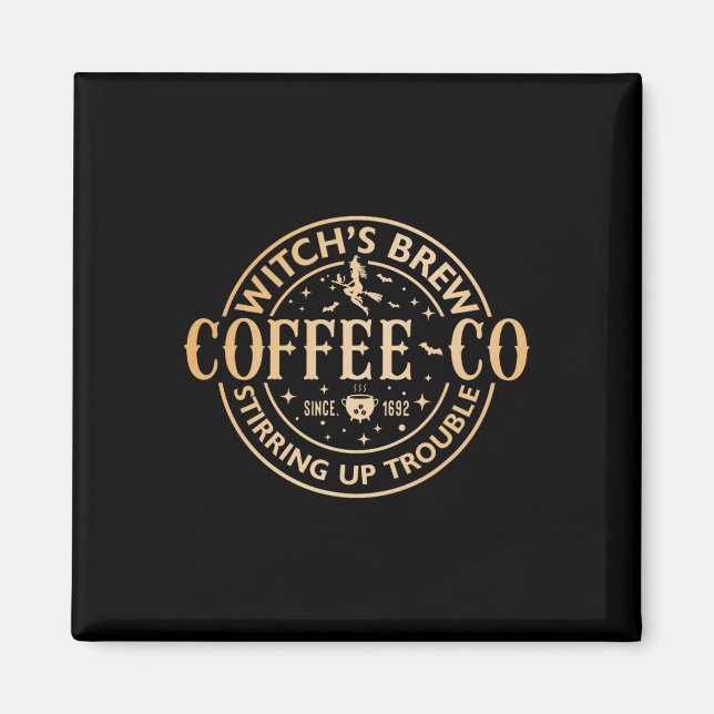 Witches Brew Coffee Co Halloween Witch Coffee Kärl Magnet (Framsidan)